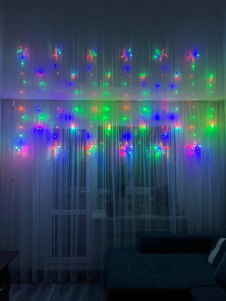 Гирлянда-штора светодиодная Звездочки RGB от usb/сети 3х1 м Разноцветный (13158591) Гирлянда-штора светодиодная Звездочки RGB от usb/сети 3х1 м Разноцветный (13158591)
