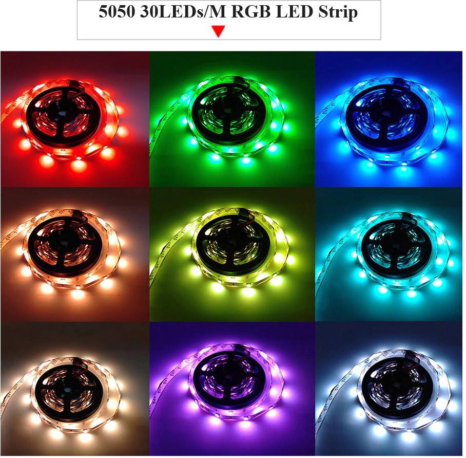Світлодіодна стрічка влагозахищена UKC LED 5050 SMD RGB 12 v 5 м - фото 4