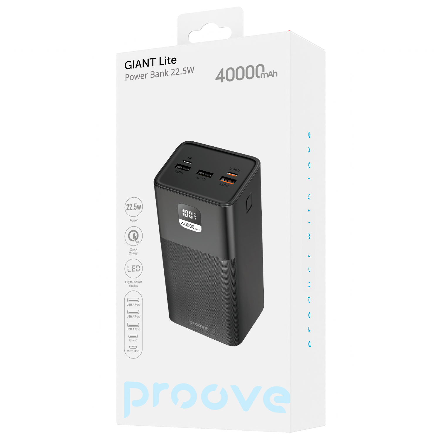 Повербанк Proove Giant Lite 22,5W 40000 mAh Чорний - фото 3 Повербанк Proove Giant Lite 22,5W 40000 mAh Чорний - фото 3