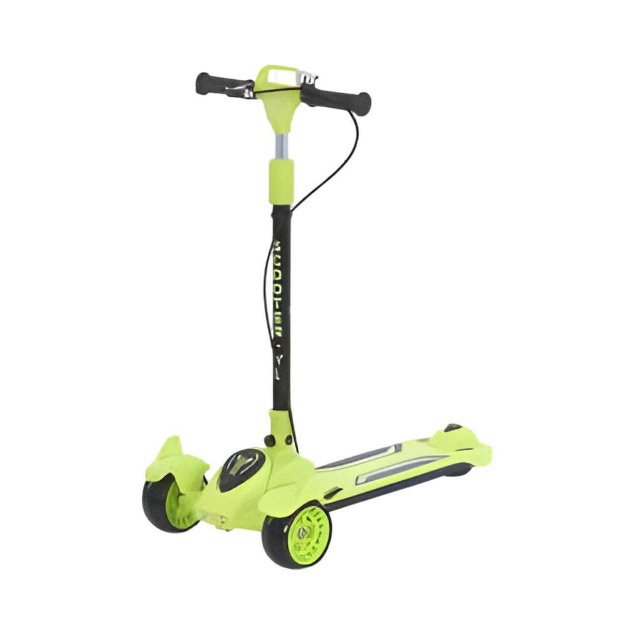 Самокат JR 3-115 3 колеса ручной тормоз/музыкальная подножка/бампер со светом Зеленый (25286444)
