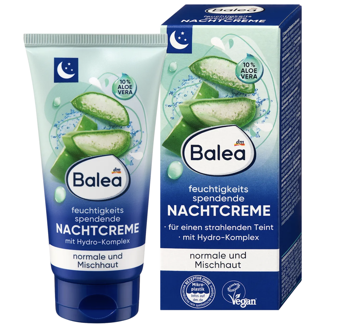 Крем нічний Balea aloe vera 10% зволожуючий 50 мл (4066447910537)