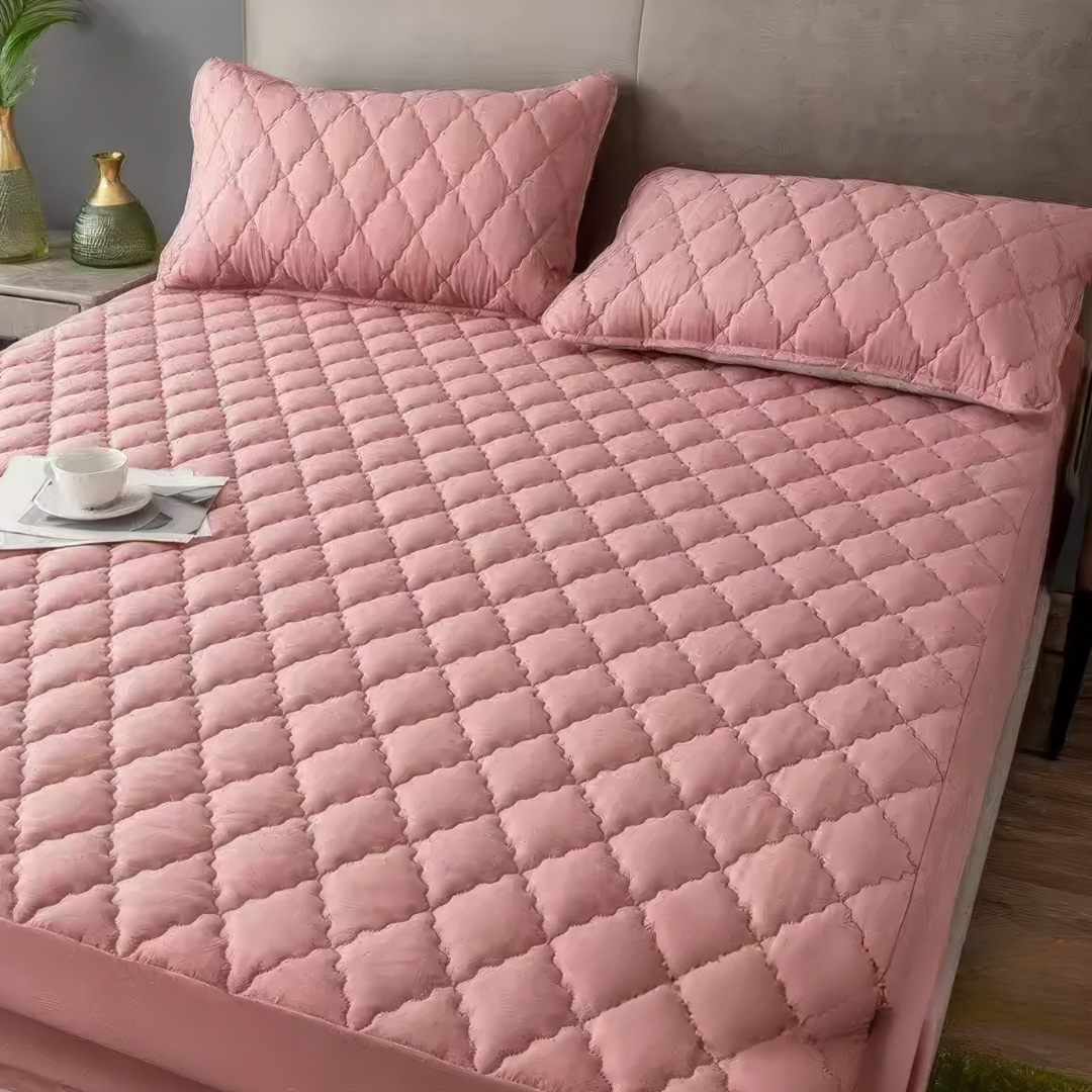 Простынь на резинке и 2 наволочки 200х220 см Розовый (FS_200_220_Pink)