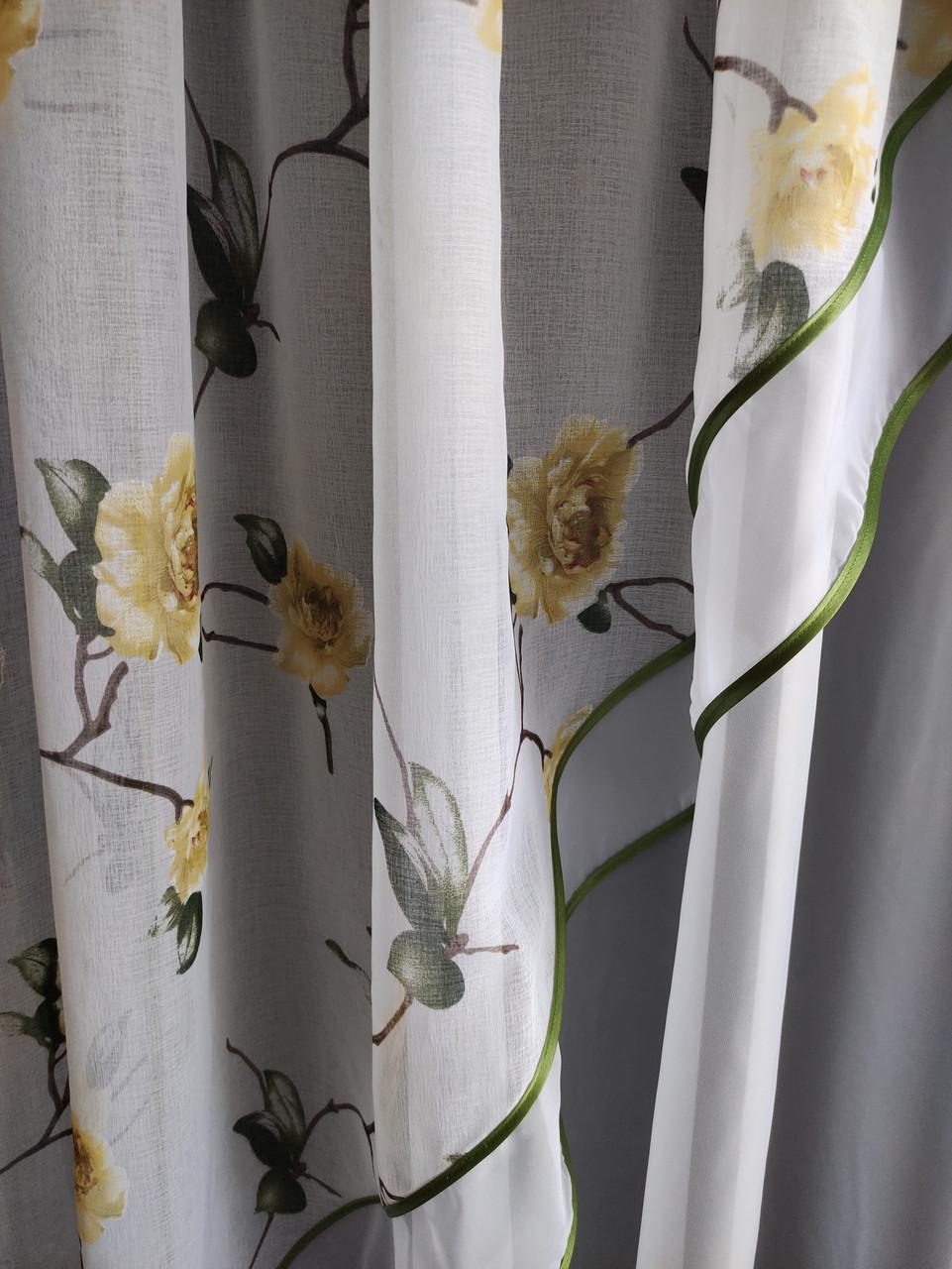 Занавески кухонные 4х1,8 м Белый с зеленым - фото 3 Занавески кухонные 4х1,8 м Белый с зеленым - фото 3