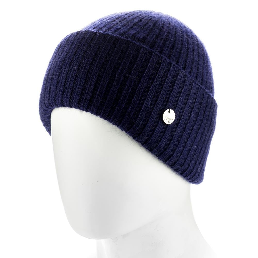 Шапка женская ангоровая зимняя Atrics WH895 в широкий рубчик с двойным отворотом утепленная флисом Синий - фото 1 Шапка женская ангоровая зимняя Atrics WH895 в широкий рубчик с двойным отворотом утепленная флисом Синий - фото 1