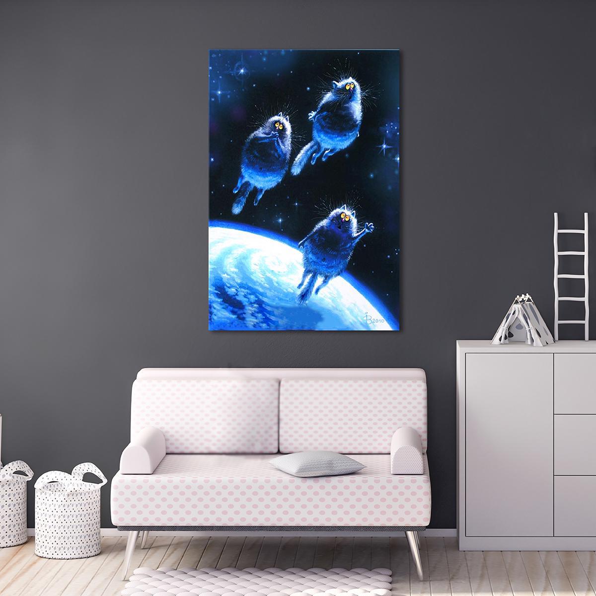 Модульная картина Коты в космосе 1 модуль 70x105 см