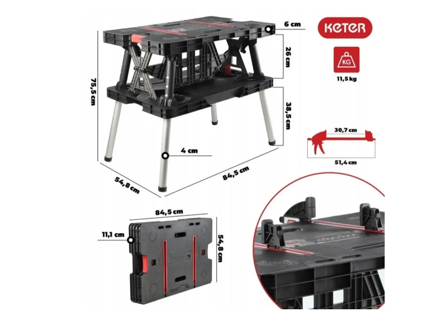 Стіл верстак Keter Pro 237005 професійний з 2 струбцинами (2371530095_euro_2) - фото 2
