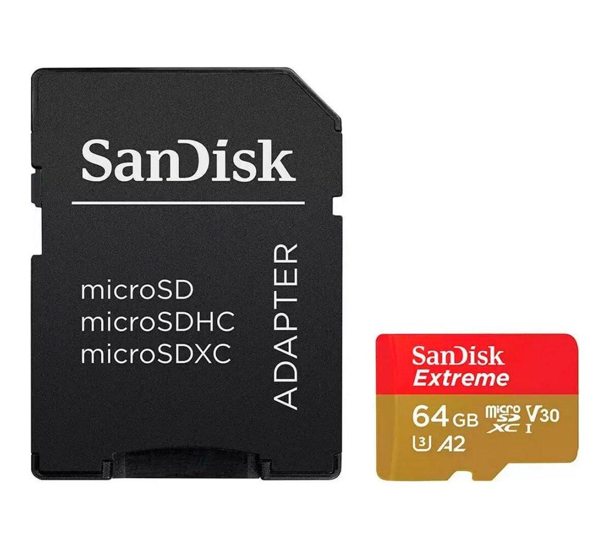 Карта памяти microSDXC SanDisk Extreme For Drones 64 Gb c10 V30 R190 Mb/s, W90 Mb/s (SDSQXAH-064G-GN6AA) - фото 3