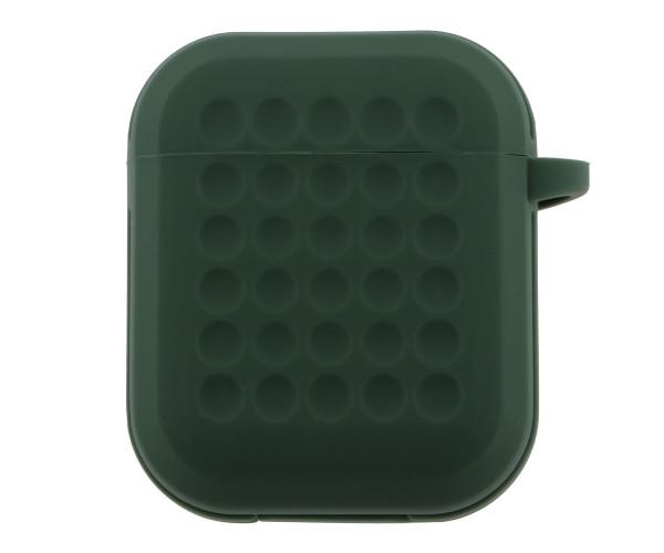 Чехол-футляр для наушников Silicone Fashion Case with Hook для Airpods 1/2 Dark Green