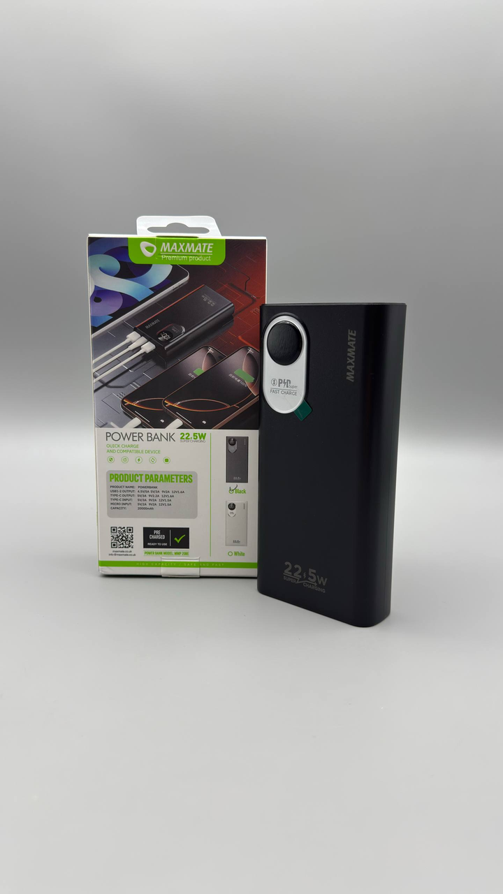 Повербанк Maxmate MMP-20RE 20000 mAh 22,5W PD быстрая зарядка (37821781)