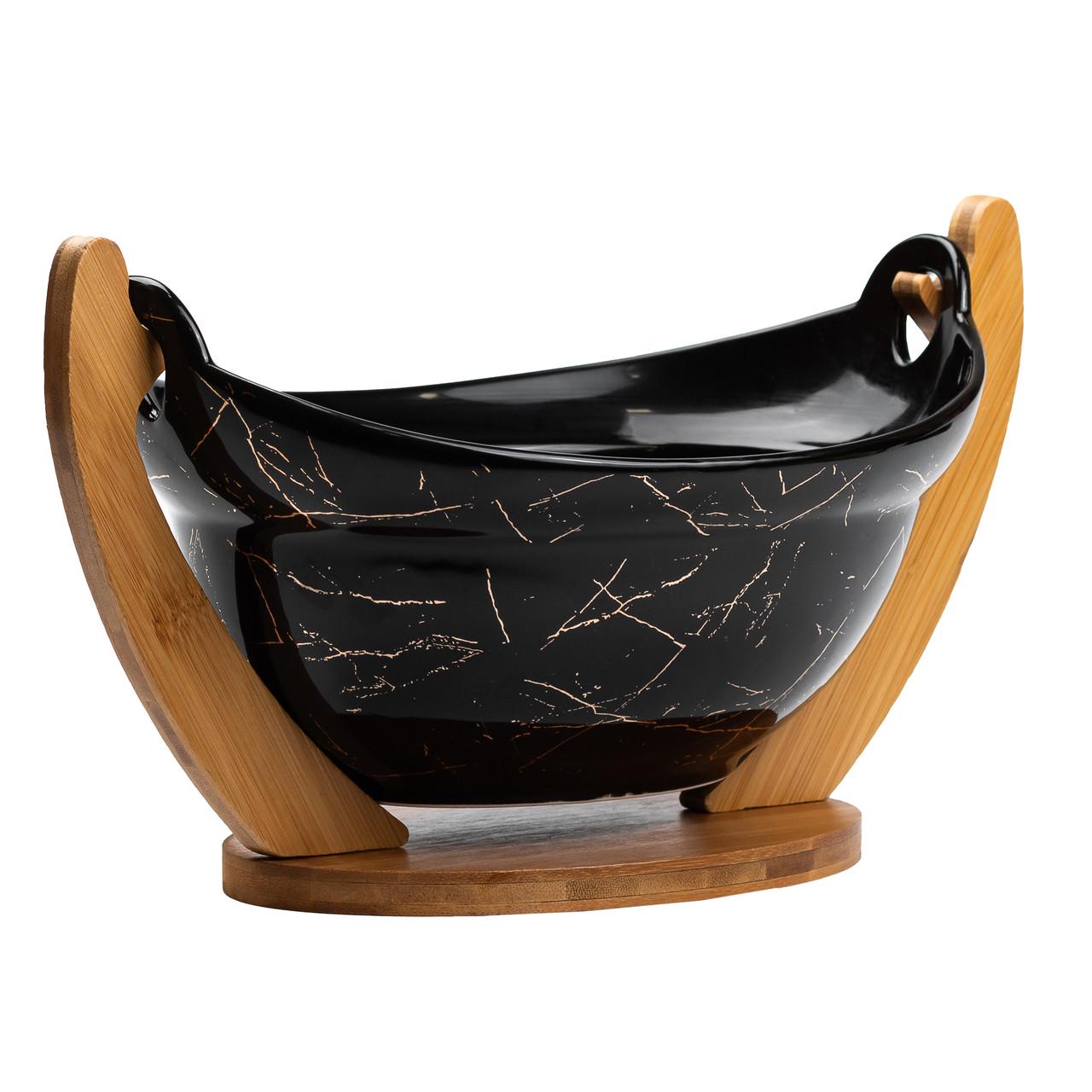 Фруктівниця керамічна з бамбуковою підставкою 32x18,5x18 см (4764) - фото 12 Фруктівниця керамічна з бамбуковою підставкою 32x18,5x18 см (4764) - фото 12