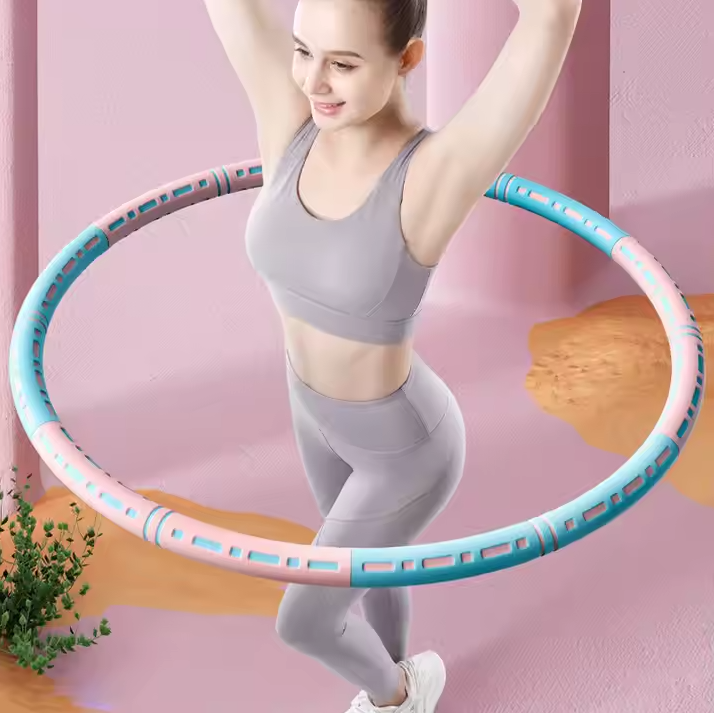 Обруч для гімнастики метал/неопрен 8 секцій D 99 см Рожевий/Бірюзовий (2521084920) - фото 9