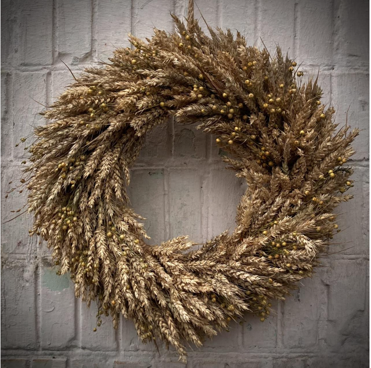 Интерьерный веночек из колосков на рождество 50 см (1859344160)