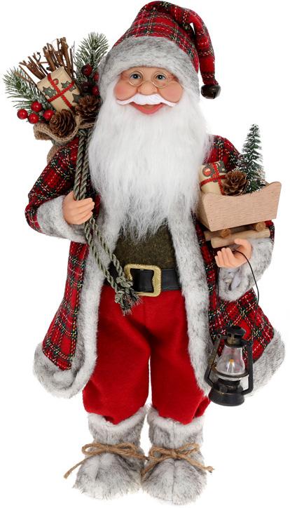 Мягкая игрушка Санта с мешком елочкой и фонарем 46 см Красный (BD-845-249)