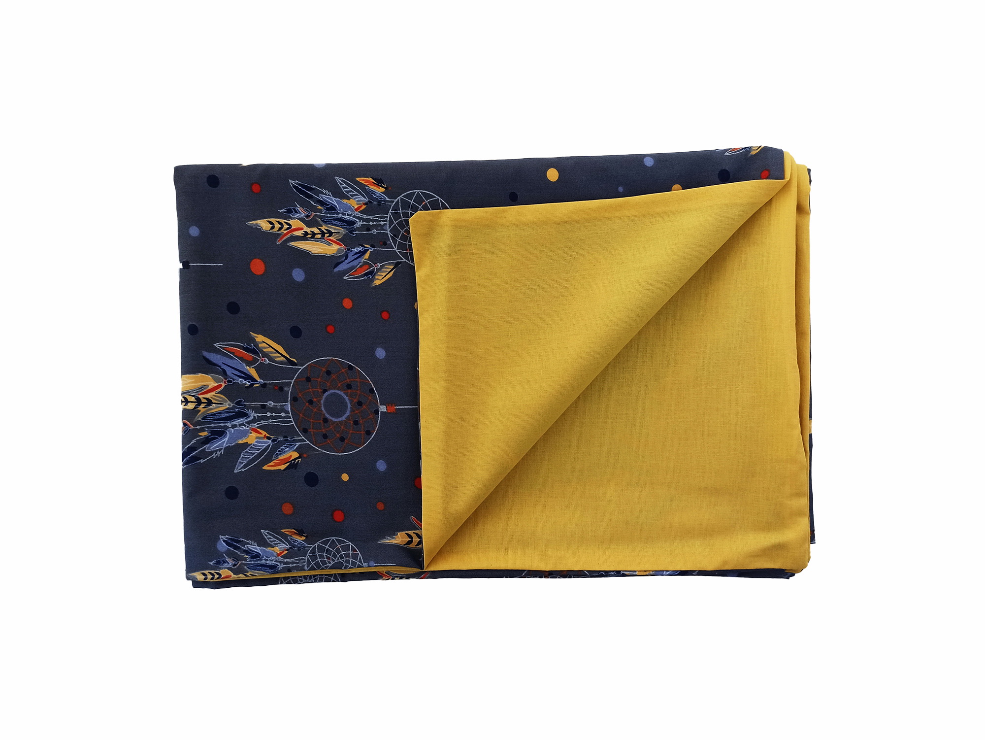 Піковдра 100х150 см бавовна Ловець снів на синьому Жовтий (SH-15020-C-TXDCCO-UA-02) Піковдра 100х150 см бавовна Ловець снів на синьому Жовтий (SH-15020-C-TXDCCO-UA-02)