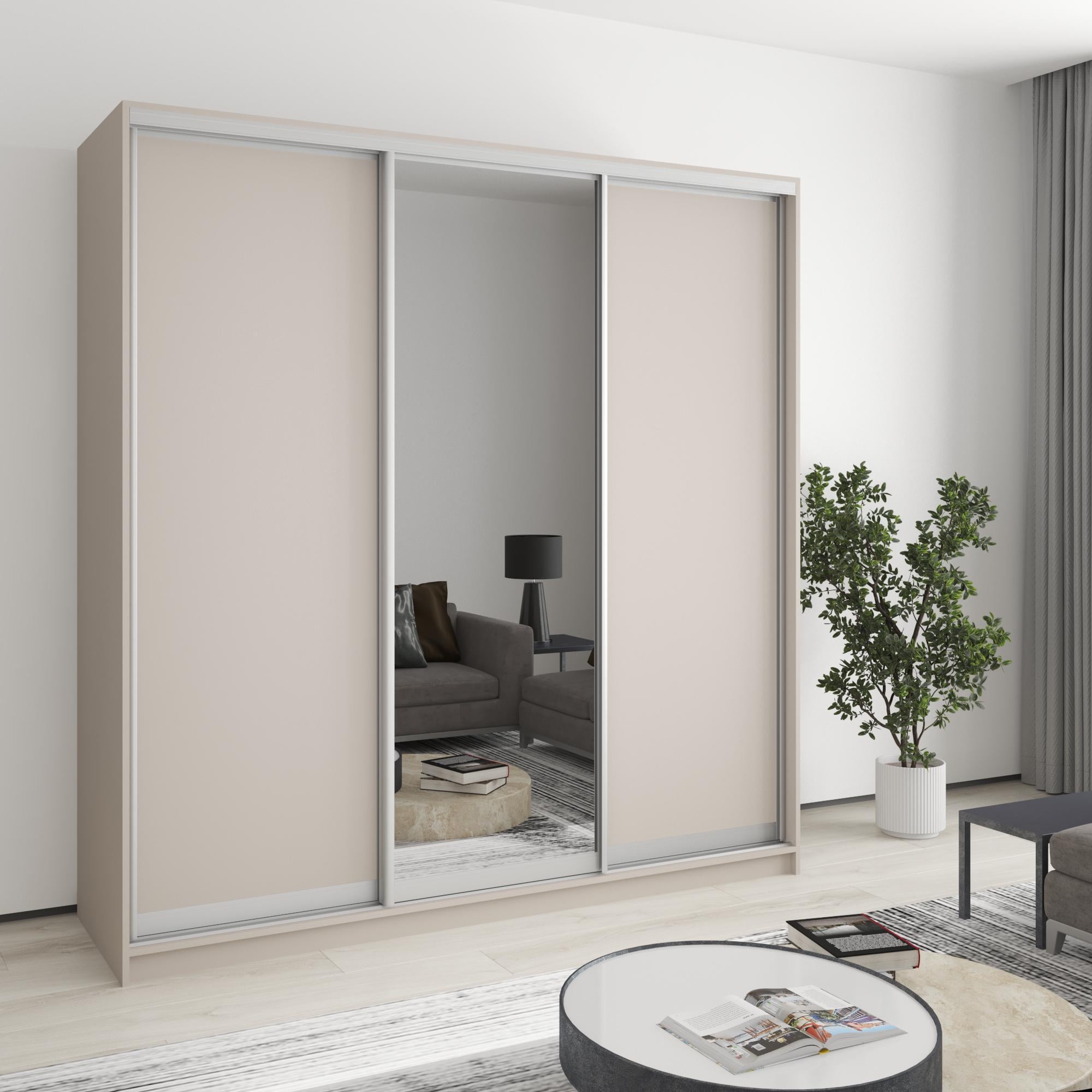Шафа-купе тридверна MebelStar Стандарт AL 2ДСП/Дзеркало 200x45x210 см Кашемір (MBS-2928) Шафа-купе тридверна MebelStar Стандарт AL 2ДСП/Дзеркало 200x45x210 см Кашемір (MBS-2928)