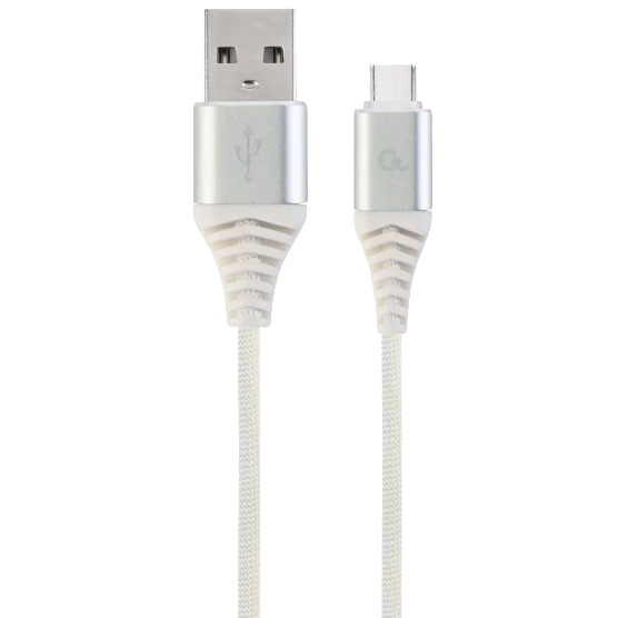 Кабель с текстильной оплёткой для зарядки и передачи данных Cablexpert  CC-USB2B-AMCM-2M-BW2, USB А - USB C 2м, Белый