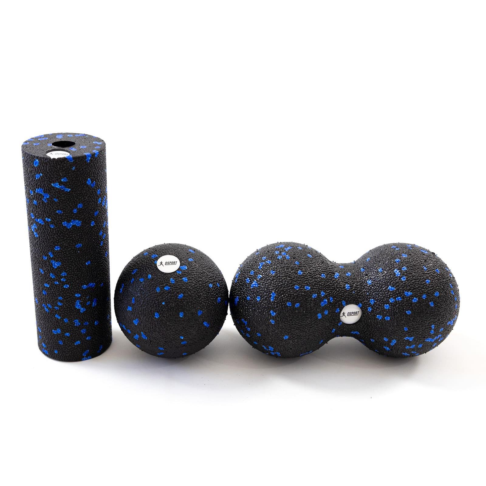 Набір масажний для йоги та фітнесу OSPORT EPP 3в1 масажний валик/йога рол/масажний м'яч МФР Чорно-синій (OF-0281) - фото 2