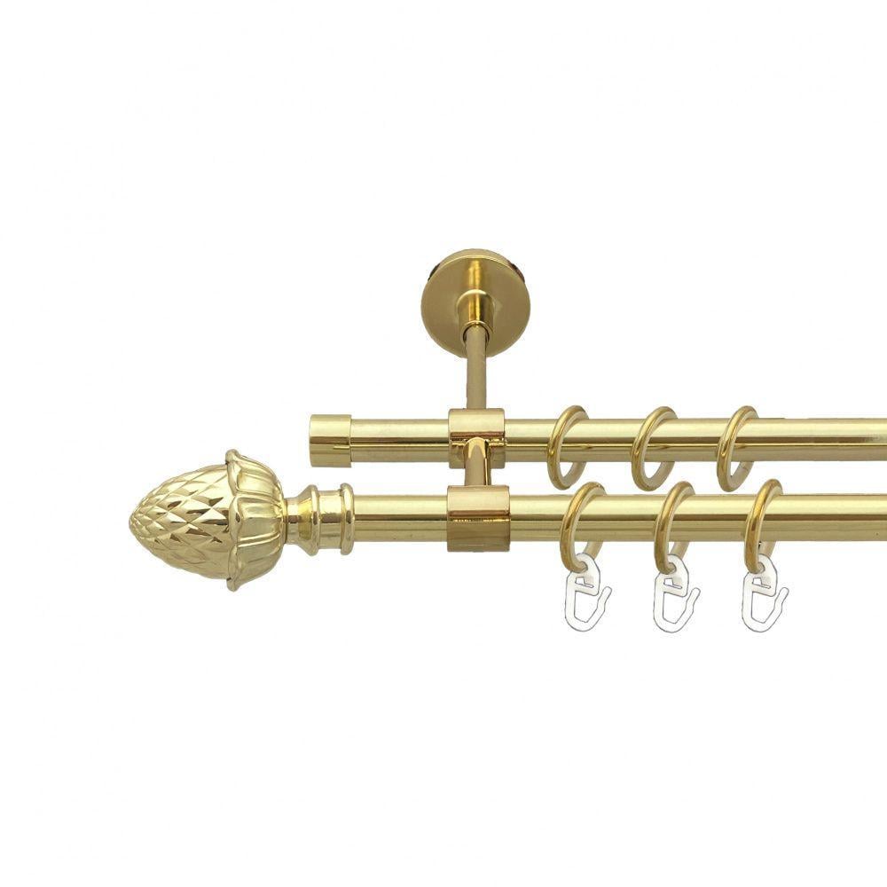 Карниз Orvit Цинара двухрядный гладкий 16/16 мм 160 см Золотой (00-00014615)