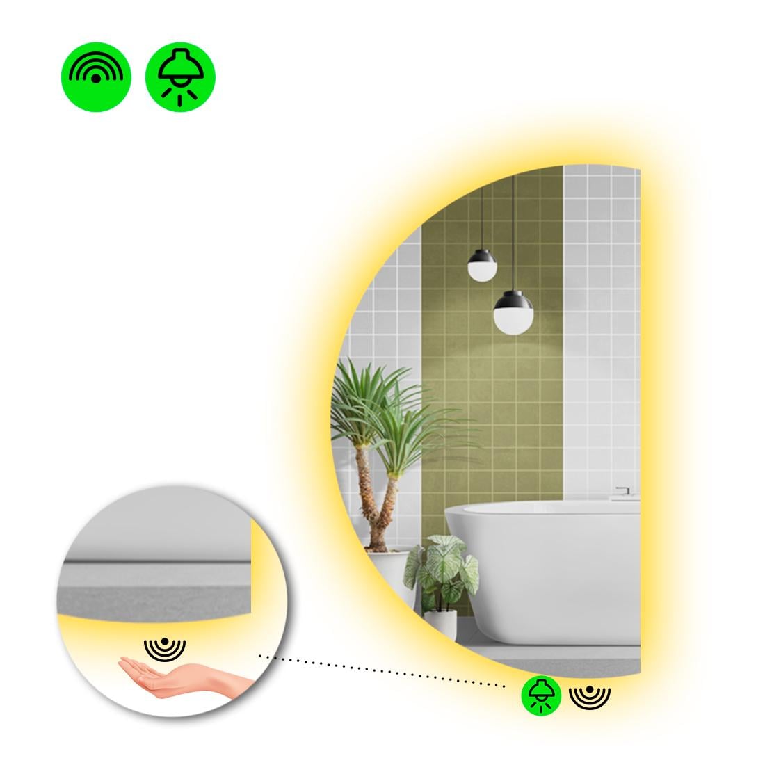 Зеркало с LED подсветкой Parette 2 с ИК включателем 140x70 см (Parette2-69)