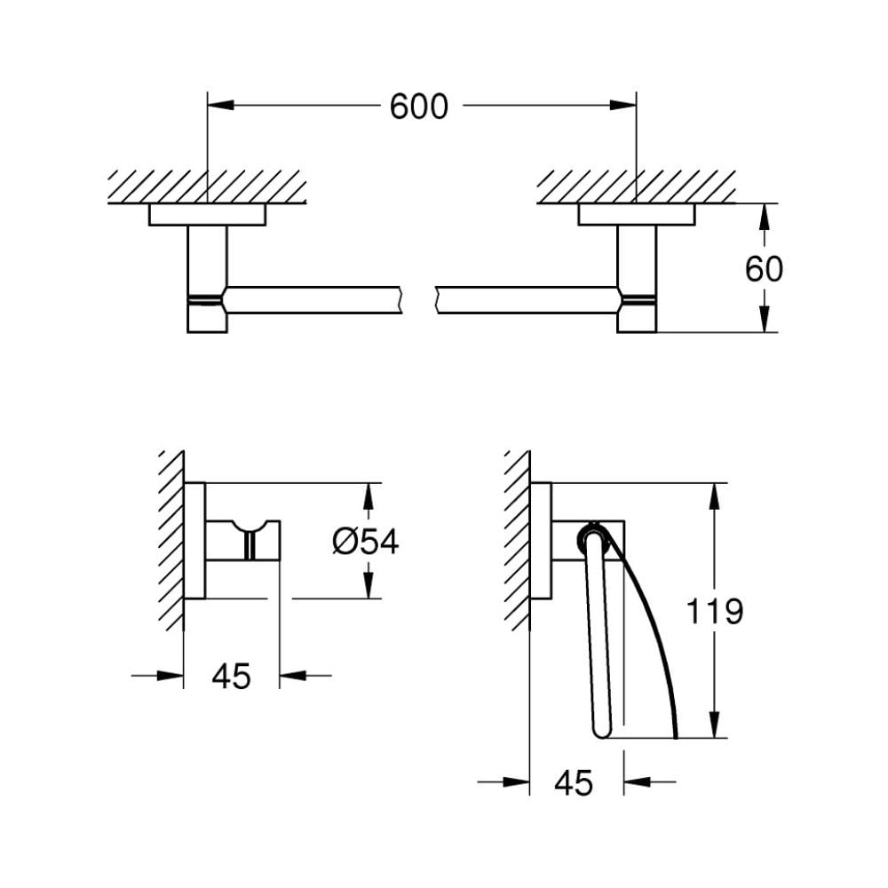 Набор аксессуаров для ванной Grohe Essentials 40775001 Хром (111295) - фото 2