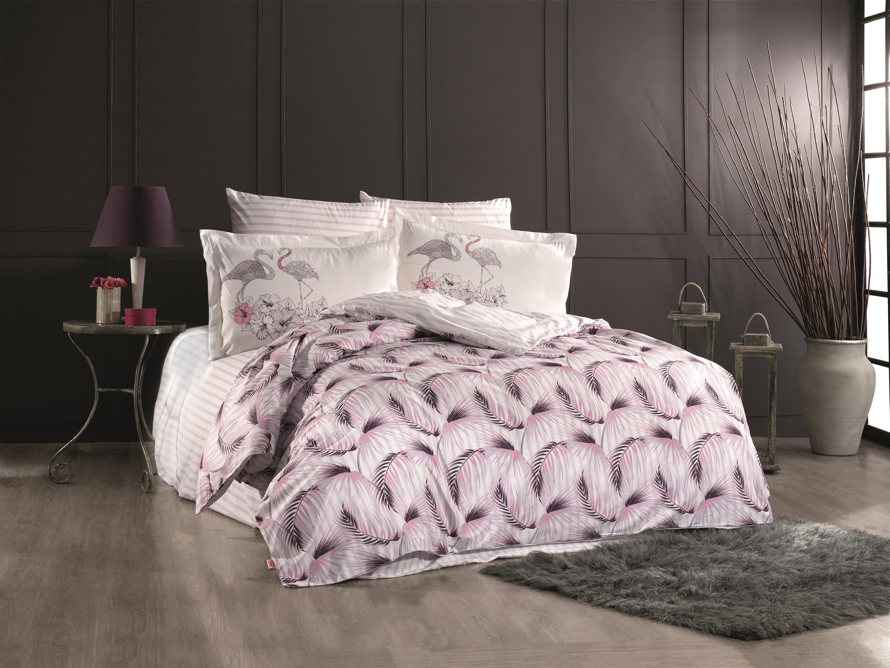 Комплект постельного белья HOBBY Poplin FLORINA 200х220 см/50х70 см 2 шт. Бордовый (8698499163232)