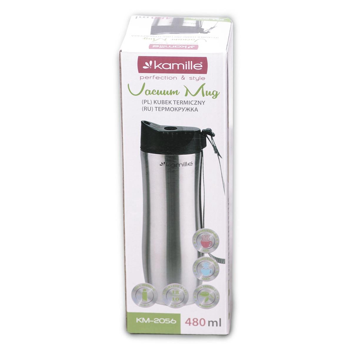 Термокружка с полиэстеровым ремешком Kamille KM-2056 из нержавеющей стали 480 мл Сталь (150-84-2056) - фото 5 Термокружка с полиэстеровым ремешком Kamille KM-2056 из нержавеющей стали 480 мл Сталь (150-84-2056) - фото 5