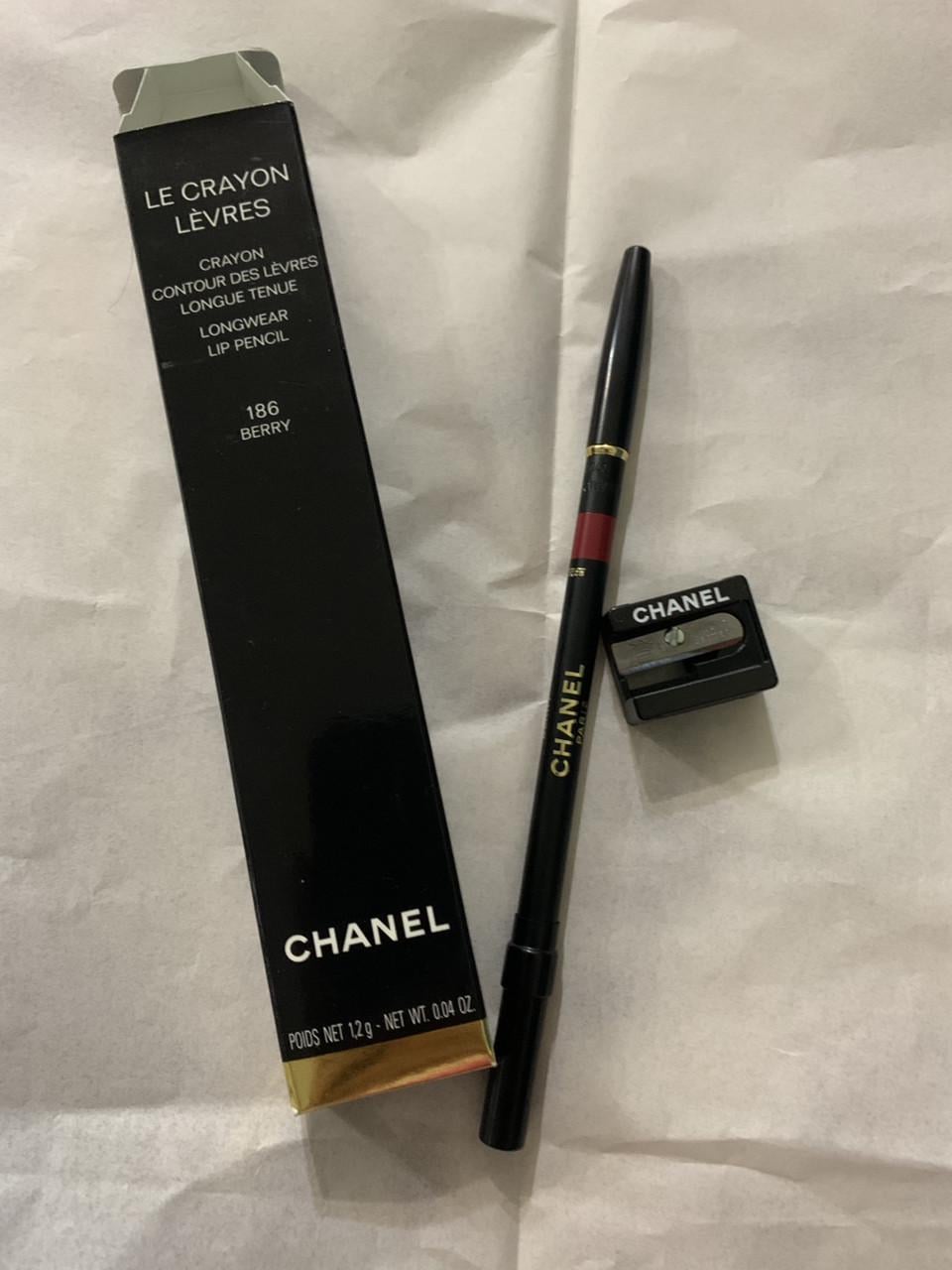Олівець для губ стійкий Chanel Le Crayon Levres 186 Berry з стругачкою і пензликом