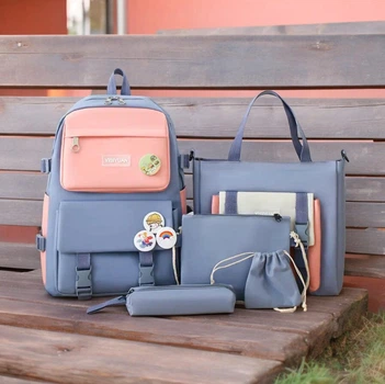 Рюкзак школьный для девочки YISI 5в1 Голубой