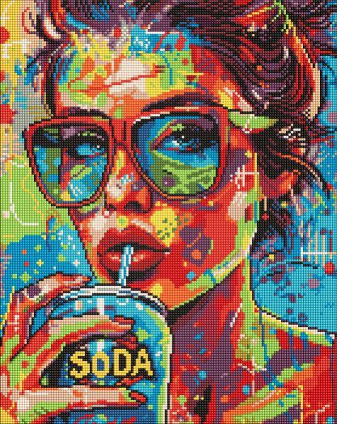 Алмазна мозаїка Дівчина з содовою art_selena_ua 40х50 см (AMO8070)