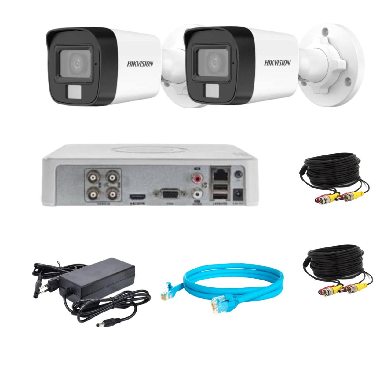 Комплект відеонагляду на 2 камери Hikvision 2Mp-THD-Hybrid-Acusense-DS-2CE16D0T-LFS (24149930)