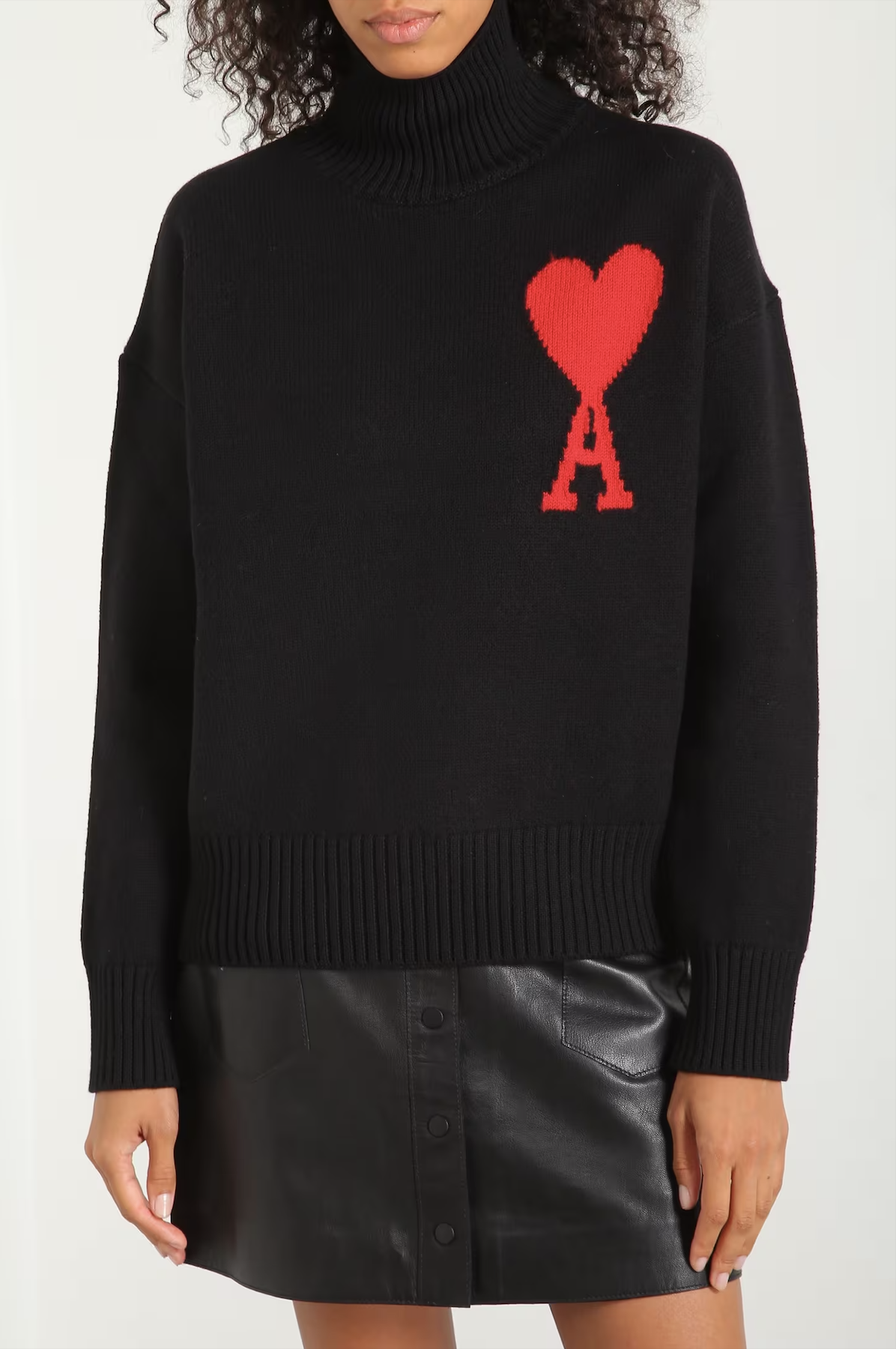 Свитер AMI Paris de Coeur Sweater с воротником L Черный