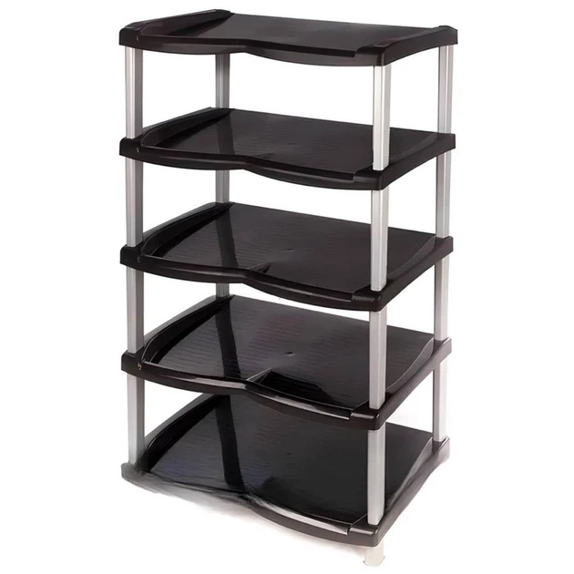 Полка для хранения обуви Effe на 5 уровней из пластика Черно-серый (147-46-23051)