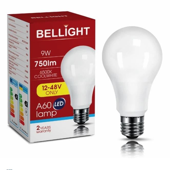 Лампа світлодіодна низьковольтна LED A60 12/48V 9W E27 6500K