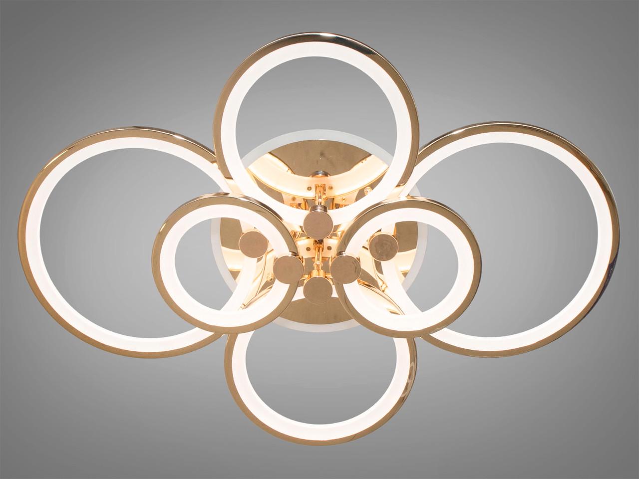 Люстра светодиодная в спальню с пультом 8022-6G-LS 135W на 19 м2 Золотой (1984255042) - фото 3