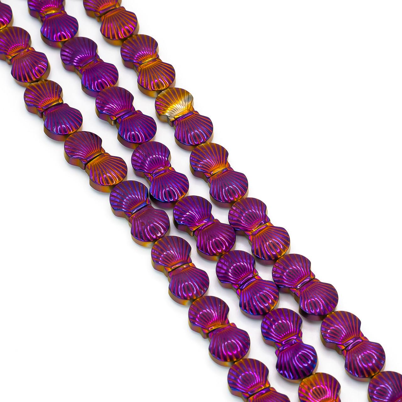Бусины Ракушка Гематит 8х4 мм 40 см 48 шт. Фиолетово-желтый (БГ0804р36)