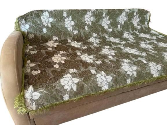 Покрывало на кровать гобеленовое Цветы полуторный 150х200 см/накидки 70х150 см 2 шт. Зеленый (П4К-gobelen-new-009-05)