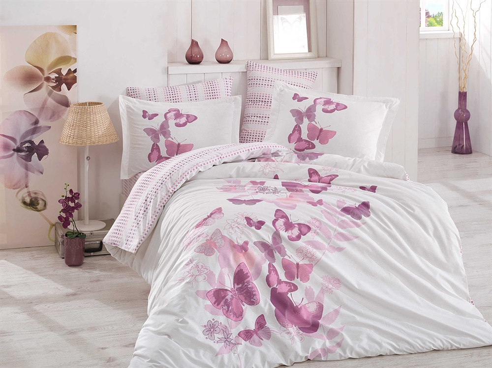 Комплект постельного белья Hobby Poplin Sueno 200х220 см/50х70 см 2 шт. Сиреневый