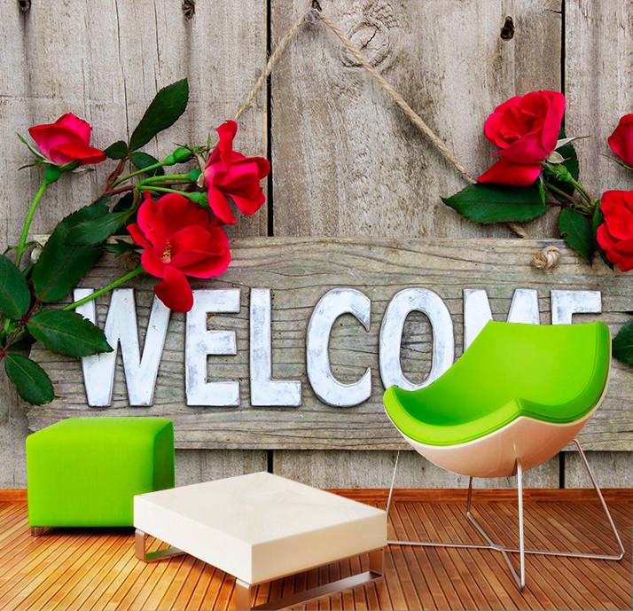 Фотообои 3D флизелиновые цветочные для спальни/зала/кухни Welcome и розы