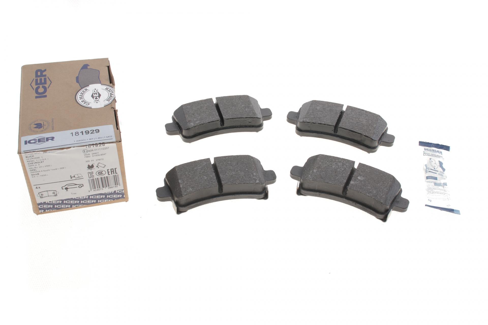 Колодки тормозные задние ICER для Opel Insignia 08-17/Chevrolet Malibu/Bentley Flying Spur 12-/Saab 9-5 10- (181929)