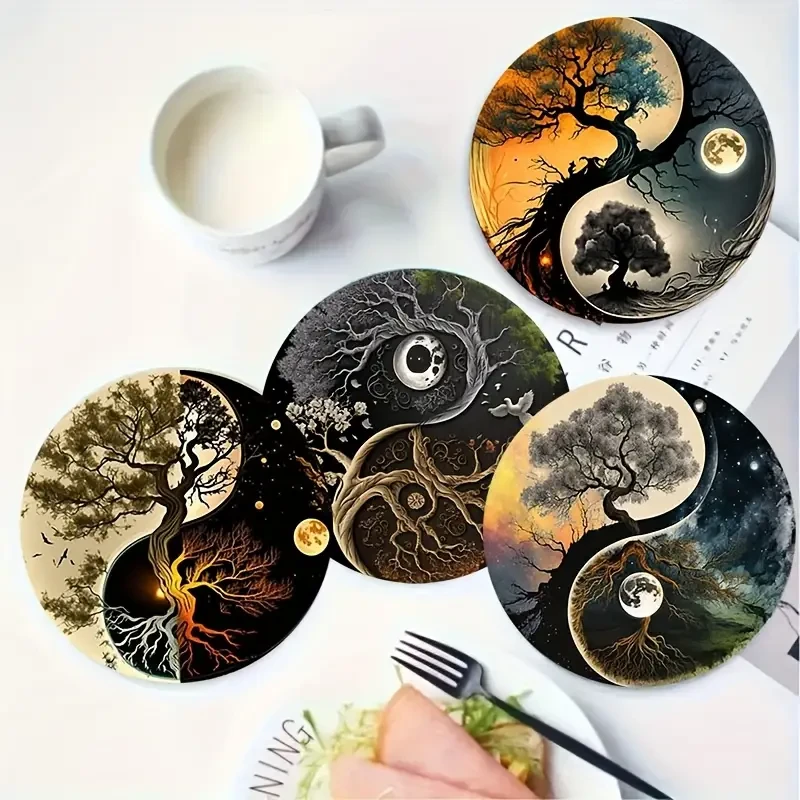 Набор деревянных подставок под чашки Дерево жизни Инь-янь 6 шт. - фото 4 Набор деревянных подставок под чашки Дерево жизни Инь-янь 6 шт. - фото 4