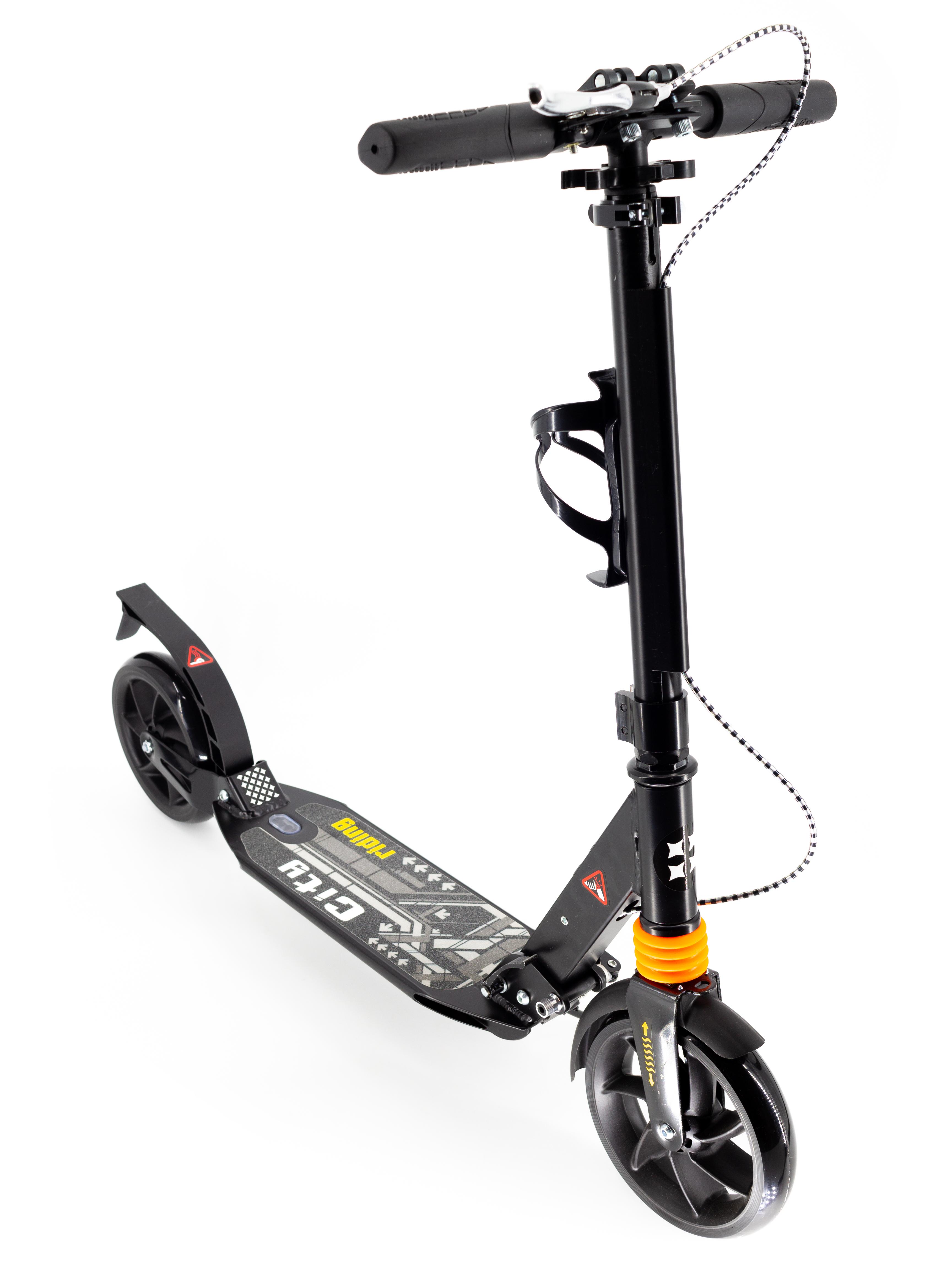 Самокат Scooter 683 Kids City ручной тормоз с клипсой и подстаканником Черный (683-black)