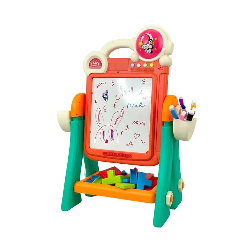 Мольберт детский Drawing Board Game двусторонний/маркеры/карточки-шаблоны/тетрис/мелодии/подсветка Multicolor (160023)