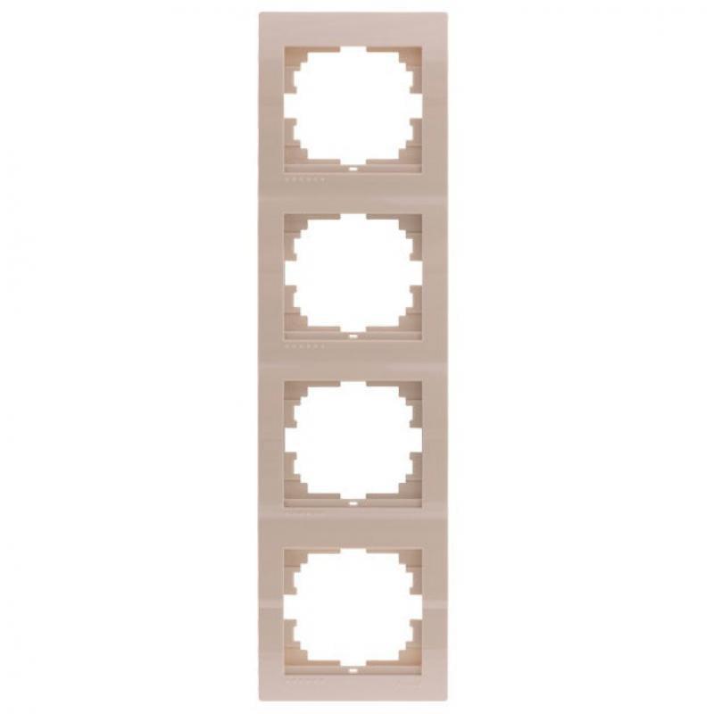 Рамка четырехместная вертикальная Lezard Deriy без вставки Жемчужно-белый (00000012327)