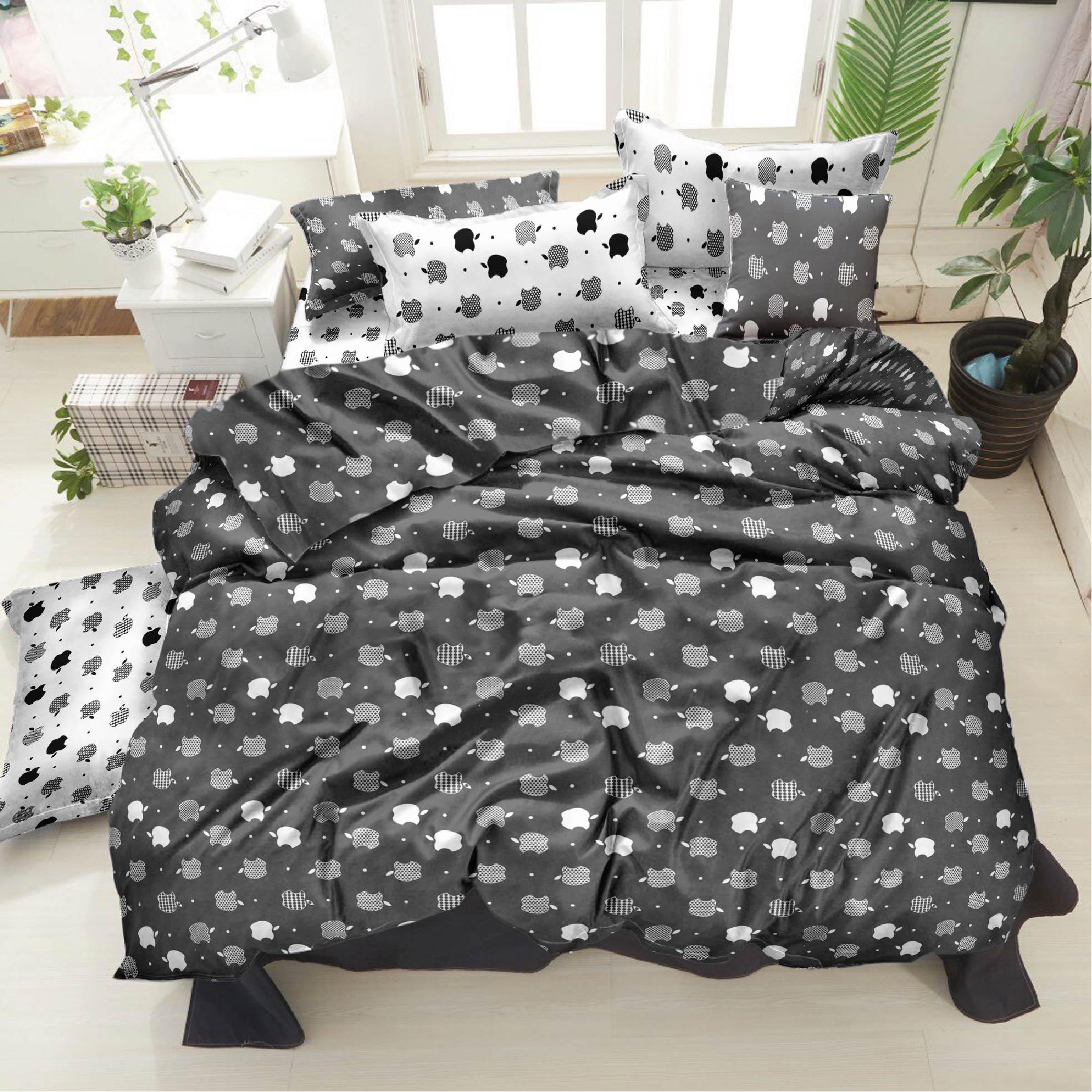 Комплект постельного белья Zastelli 30-0599 бязь двуспальный 175х210 Черный/Белый