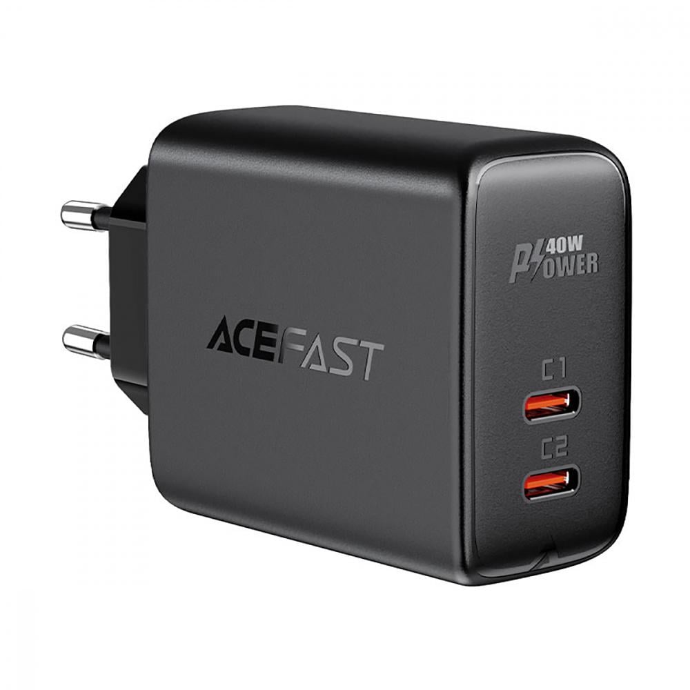 Сетевое зарядное устройство Acefast A9 PD 40Вт (2 Type-C) black
