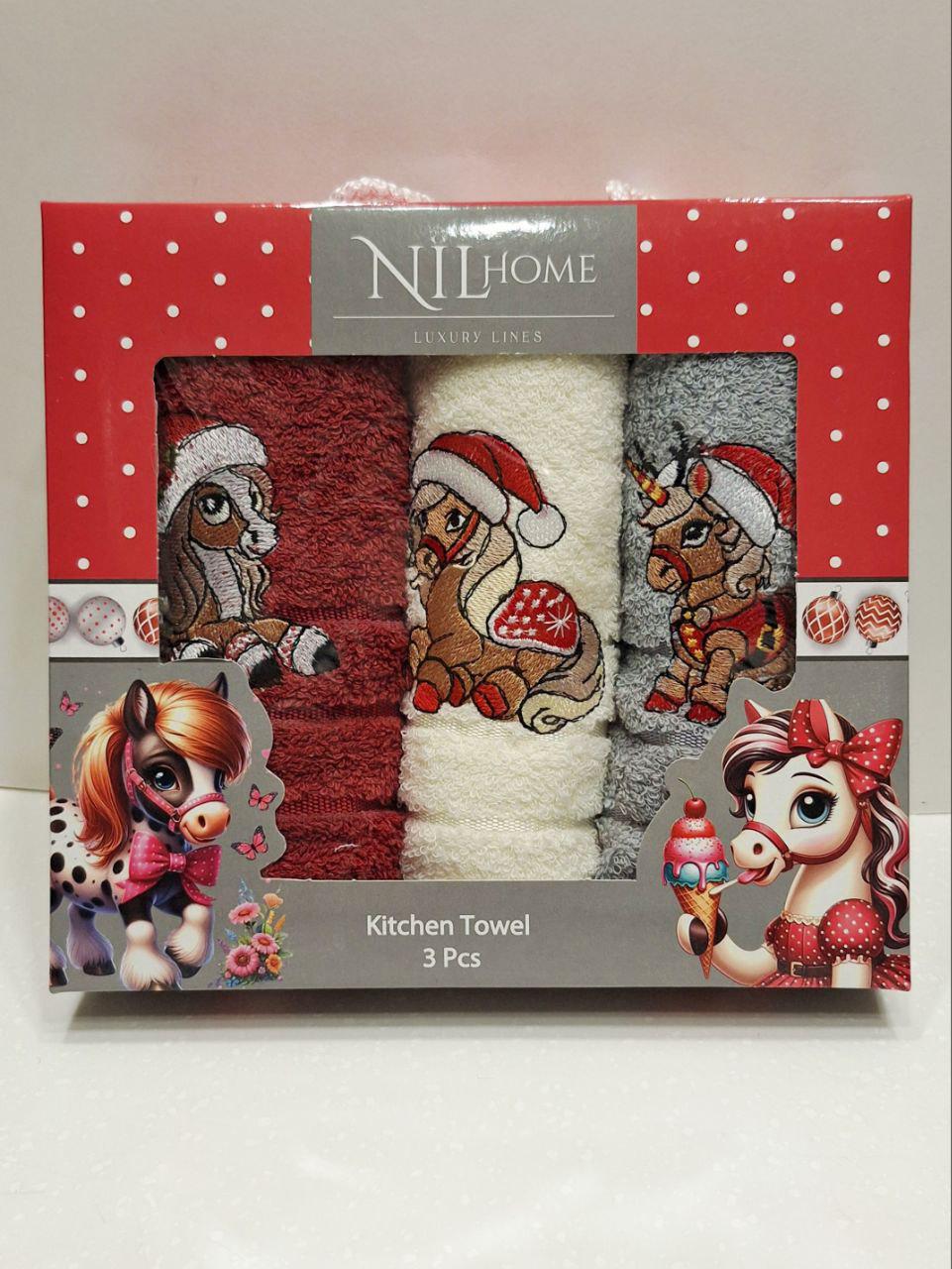 Набір новорічних серветок Різдвяні конячки для кухні 30х50 см 3 шт. (1767) - фото 2 Набір новорічних серветок Різдвяні конячки для кухні 30х50 см 3 шт. (1767) - фото 2