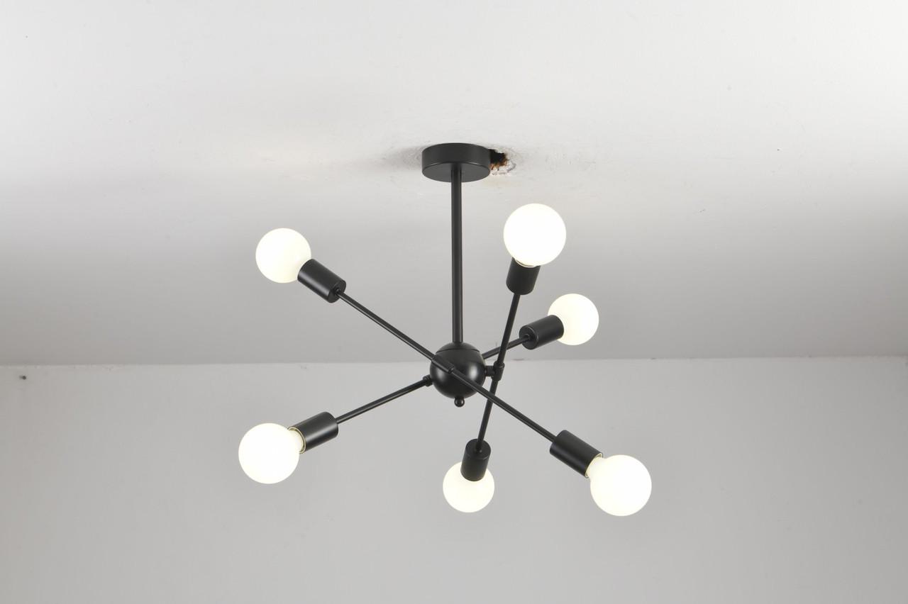 Люстра лофт 6xE27х25LED R Черный