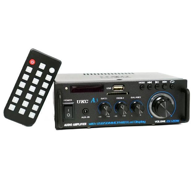 Усилитель UKC A3 2x120 Вт с Bluetooth USB SD и FM радио (10261)