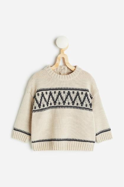 Свитер H&M 1202442 р. 50 см Бежевый принт