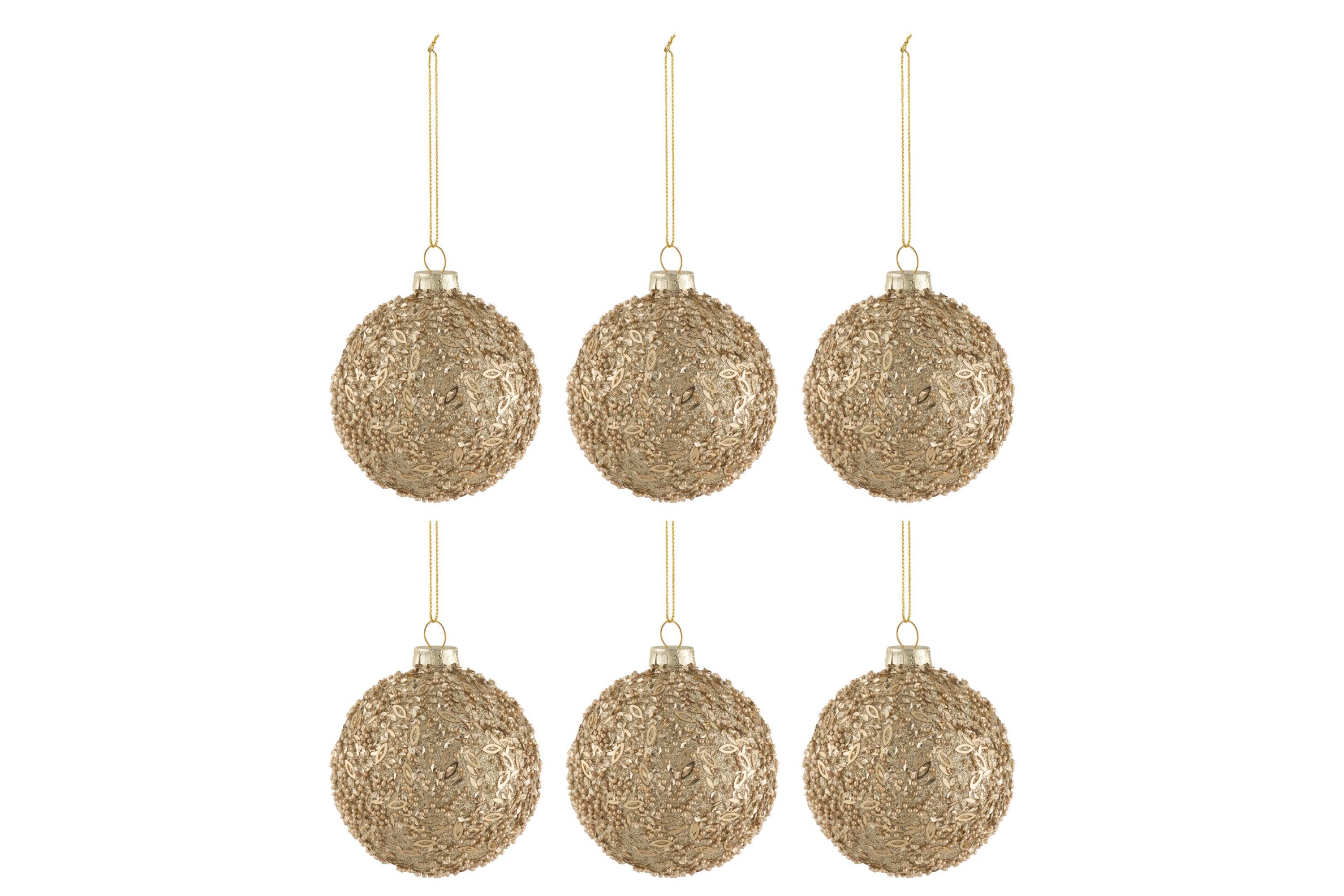 Елочные стеклянные шары J-LINE набор из 6 шаров 9 см Золотой